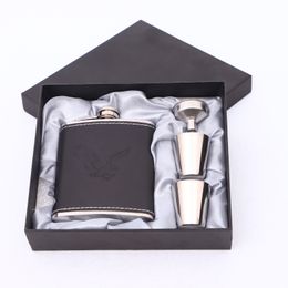 7oz Stainless Steel Hip Flask Set jack Flagon With Funnel Cups Mini Whiskey Flagon Gift Outdoor Portable Wine Pot GGA2591