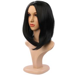 Medium Straight Wigs Synthetic Hair Extensions Ladies BOBO Middle Clip In Hairpieces Party Soft Lace