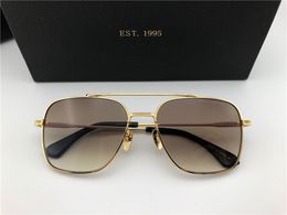 Wholesale-Square Pilot Sunglasses Gold Black Frame and Brown Gradient Lens 007 Sun Glasses unisex Designer Sunglasses Shades New with box