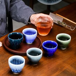 Creative Single Master Tea Cup Green Tea Puer Cup Home Office Drinkware Kiln Change Ceramic TeaCup Creativas 100ml Tea Bowl