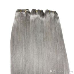 ce certificated selling pure Colour grey 50g 6pcs lot silky straight Grey brazilian hair weave bundles silver Grey human hair