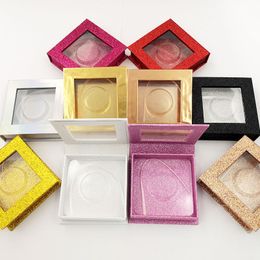 Colourful False eyelashes packaging box fake eye lashes boxs Customised LOGO Glitter small square boxes free ship 100