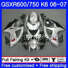 Bodys For SUZUKI GSXR 750 600 GSXR-750 K6 GSXR750 2006 2007 296HM.50 GSX R600 R750 GSX-R600 06 07 GSXR600 06 07 Fairing kit Gloss silvery