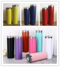 20OZ BPA Free Stainless Steel powder coated SkinnyTumbler Cups Double walled Vacuum Insulated Tumbler Mugs With Lid with stock