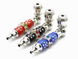 European and American popular mini-short cigarette holder with cover metal pipe length 85 mm multi-color Beaded drill pipe