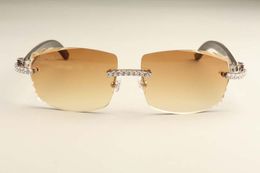 Sunglasses New Fashion Luxury T3524015-3 Shipping Light Diamond Sunglasses Natural Mixed Horn 2021 Ultra Lenses Free Engraved Oeacn