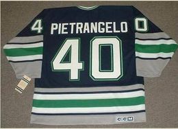 Custom Men Youth women Vintage #40 FRANK PIETRANGELO Hartford Whalers 1992 CCM Hockey Jersey Size S-5XL or custom any name or number
