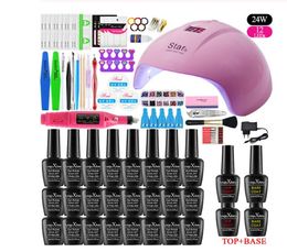 Nail Set 24W UV LED Lamp Dryer With 0/6/10/24 PCS Polish Kit Soak Off Manicure Set Gel Nail Polish For Nail Art Tools