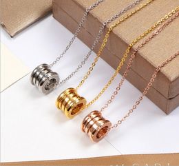 14K Rose Gold Diamond ceramic spring necklace for men and women couple clavicle chain pendant titanium steel