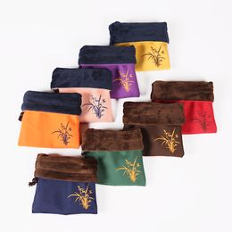 Portable Orchid Linen Velvet Drawstring Bag Jewellery Travel Pouch Thicken Cloth Storage Bag Jewellery Gift Bags 2pcs/lot
