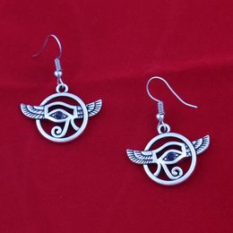 Antique Silver Plated Egyptian Eye Of Horus with Crystal Earring Sacred Amulet Religious Jewelry