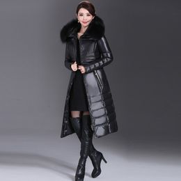 Winter Duck Down Jacket Women Long Slim Coat Female Womens Down Jackets With Real Fur Collar Plus Size 5XL WYQ800