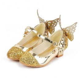 Price Baby Princess Girls Shoes Sandals For Kids Glitter Butterfly Low Heel Children Shoes Girls Party Enfant Meisjes