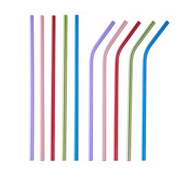 304 Stainless Steel Straw Bent And Straight Reusable Colorful Straw Metal Drinking Straws 6*215mm Stainless Steel Straws