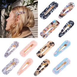 Acrylic Hair BB Clip Snap Barrette Accessories Hairpin Girls High Quality Acetic Acid Rectangle Waterdrop Hairgrip Gift package 10pair