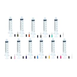 10ml Syringes 0.5 Inch 14G-27G with Plastic Mixed Size Blunt Tip Fill Dispensing Needle Total Pack of 11