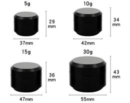 20pcs 5g 10g 15g 30g Black Cream Bottle Jars Pot Container Empty Cosmetic Plastic Sample Box For Nail Art Gel Glitter Storage