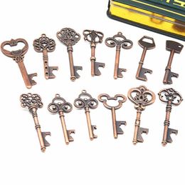 Zinc Alloy Key Opener 13 Styles Key Shaped Classic Pendant Bronze Beer Bottle Openers 240pcs OOA7029-1