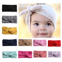Rabbit Bow Ear Knit baby girl headbands Warmer Knitting Headband Kids Autumn Winter Turban Girls Crochet Hair Accessories