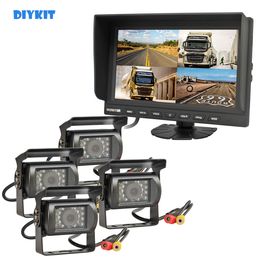 DIYKIT 4CH 9inch Car Monitor Truck Tractor Reversing Security System 4 x CCD Rear View Camera Kit For Car Truck Bus Reversing Camera