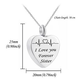 Electrocardiogram Shape Cremation Birthstone Jewelry for Ashes Keepsake Angel wings Stainless steel Urn Locket for Sister276Z