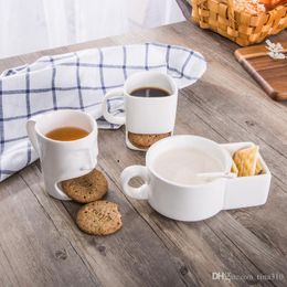New Ceramic Mug White Tea Biscuits Milk Dessert Cup Tea Cup Coffee Mugs Home Office 50pcs/lot IC852