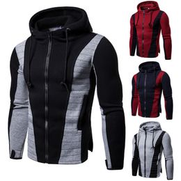 2018 Autumn And Winter Ouma Sports Fitness Men Slim Fit Hooded Quilted Line Mixed Colours Hoodie Coat