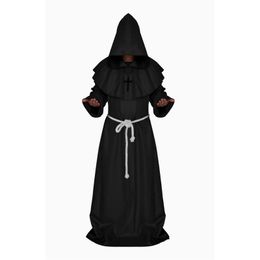 Wholesale-5 Colour Pastor Cosplay Costume Mediaeval Renaissance Renaissance Halloween Equipment Monk Robe Male Monk Cape Cloak