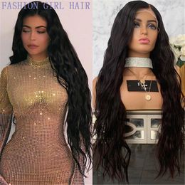 Water Wave synthetic lace front wig 30 inch brazilian simulation human hair frontal wigs long wavy pre plucked natural hair for black women