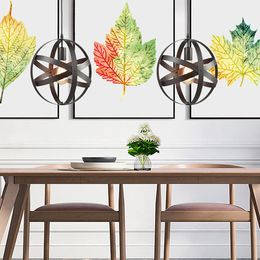 New Hot chandelier lighting Restaurant Chandelier Simple Wrought Iron Ring Retro Industrial Style Personality Nordic Personality Globe