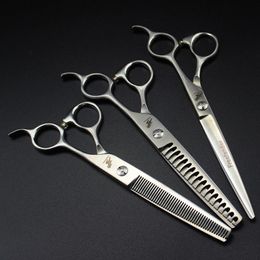 freelander 7.0 inch 440C 62HRC hardness matte stainless steel straight handle hair cutting/thinning scissors