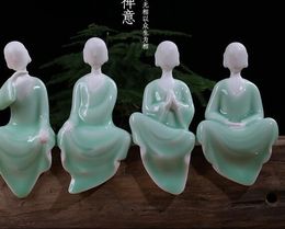 New Chinese creative ceramics small phaseless living room shelf ancient weathered deadwood ornaments Zen wall cabinet decoration boutique