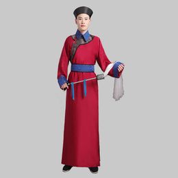 Wholesale-Oriental ancient Costume male long robe Chinese Qing Dynasty Men Clothing Stage Wear TV Film Cosplay Outfit