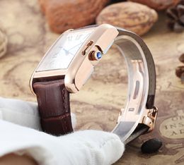 2019 Fashion top brand Rose Gold Watches tank W5200027 Square dial Leather strap 41mm Luxury Mechanical automatic Watch s316g