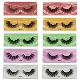 Shideshangpin Colourful False Eyelash 3D Imitation Mink Lashes 1 Pair of Natural Fake Eyelashes With Box Thick 5 Colour Base Card Wholesale Eyes Makeup