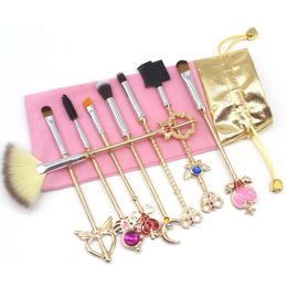 8pcs Makeup Brush Set Sailor Moon Gold Sakura Professional Make Up Brushes Eyeshadow Foundation Blush Cosmetic Sets Kit Tools