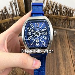 New Saratoge Yachting Steel Case V45 SC DT YACHTING OG Blue Dial Automatic Mens Watch Blue Rubber/Leather Strap Sport Watches Hello_Watch.