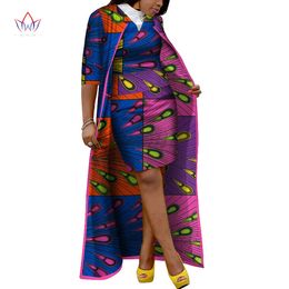 2019 Autumn African Skirt Sets For Women Dashiki X-Long Coat and Skirt Africa Clothing Bazin Plus Size Women Sets WY3400