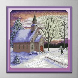 Mix 2 in 1 Church Handmade Cross Stitch Craft Tools Embroidery Needlework sets counted print on canvas DMC 14CT /11CT