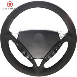 Black Suede DIY Hand-stitched Car Steering Wheel Cover For Porsche Cayenne 2006 2007 2008 2009 2010