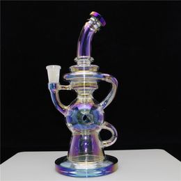 9.7in Gorgeous Colours Circulating Water Glass Bong Hookahs Glass Smoking Pipes with 14mm bowl Global delivery