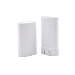 wholesale Portable DIY 15ml Plastic Empty Bottle Oval Deodorant Stick Containers Clear White Fashion Lip Balm Lipstick Tubes