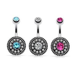 Bulk Lots 5 Colours Rhinestone Bohemian Stainless Steel Jewellery Navel Bars Silver Belly Button Ring Navel Body Piercing Jewellery