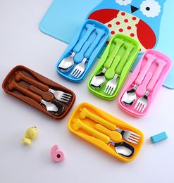 Children tableware spoon fork set stainless steel 304 baby supplies primary school students cartoon portable tableware WCW851