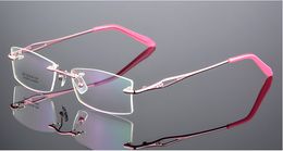 Wholesale-ultra-light rimless Optical frame women Titanium Alloy eyeglasses frame Myopia Prescription glasses frames