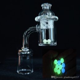 Cheapest 25mm XXL Thick Bottom Quartz Banger Nail with 2 Terp Pearl Cyclone Spinning Carb Cap for Ashcatcher Bong and Dab Oil Rigs Dhl Free