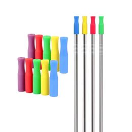 1000pcs/lot Fast shipping olorful Silicone Straw Tips for 6 mm diameter Stainless Steel drinking Straws