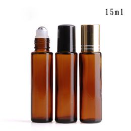 Cheapest Price 15ml Glass Roll On Bottles 1/2OZ Amber Roller Bottles Best Quality Thick Glass Bottles for Essential Oil 1500Pcs Free DHL