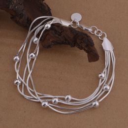 Women 925 Silver Beaded Bracelet Snake Bone Chain Bracelet Gift for Love Girlfriend Fashion Jewellery High Quality