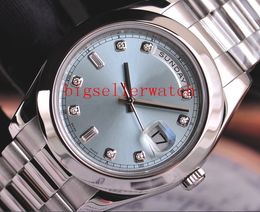 Christmas gift Luxury watches top Automatic mens watch 41mm PLATINUM II President GLACIER Blue Diamond 218206 Stainless Steel